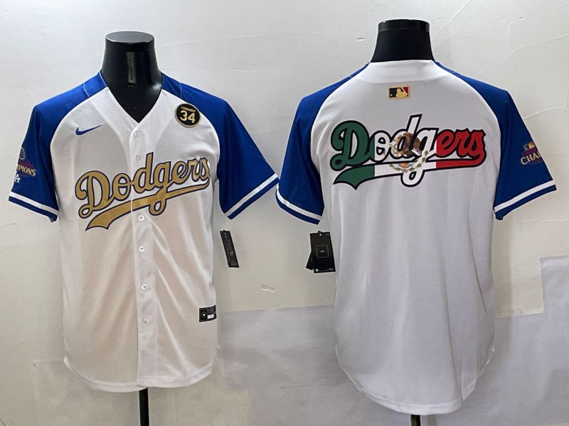 Men Los Angeles Dodgers Blank White Blue Gold Game Nike 2025 MLB Jersey style 42913->chicago cubs->MLB Jersey